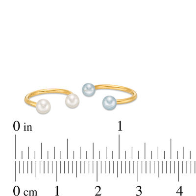 018 Gauge 3mm Simulated Blue and White Pearl Ends Horseshoe Pair in Stainless Steel with Yellow IP