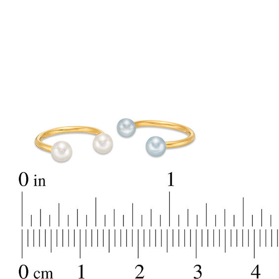 018 Gauge 3mm Simulated Blue and White Pearl Ends Horseshoe Pair in Stainless Steel with Yellow IP