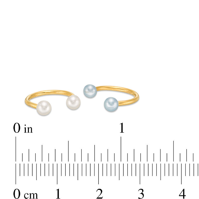 Main Image 2 of 018 Gauge 3mm Simulated Blue and White Pearl Ends Horseshoe Pair in Stainless Steel with Yellow IP