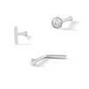 Thumbnail Image 1 of Semi-Solid Sterling Silver Crystal Bar, Stud, and Ball Nose Stud Set - 20G