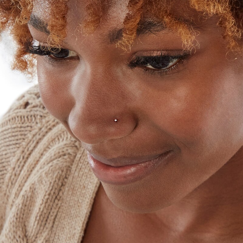 Main Image 3 of Semi-Solid Sterling Silver Crystal Bar, Stud, and Ball Nose Stud Set - 20G