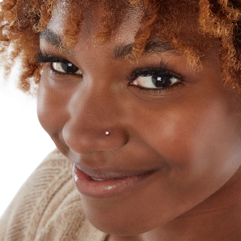 Main Image 4 of Semi-Solid Sterling Silver Crystal Bar, Stud, and Ball Nose Stud Set - 20G