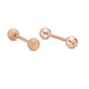 Thumbnail Image 1 of 014 Gauge 4mm Champagne Crystal and Textured Ball Barbell Set in Stainless Steel with Rose IP