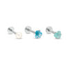 Thumbnail Image 0 of 016 Gauge Simulated Pearl and Trillion-Cut Cubic Zirconia Three Piece Labret Set in Stainless Steel