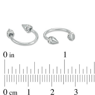 018 Gauge Crystal Halo Spike Ends Horseshoe Pair in Stainless Steel