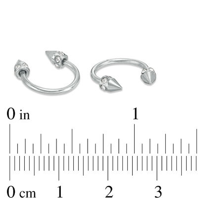 018 Gauge Crystal Halo Spike Ends Horseshoe Pair in Stainless Steel