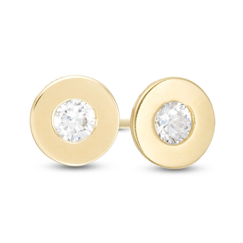3mm Cubic Zirconia Disc Stud Earrings in 10K Gold