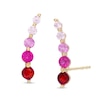 Multi-Color Cubic Zirconia Ombré Graduated Curved Crawler Earrings in 10K Gold