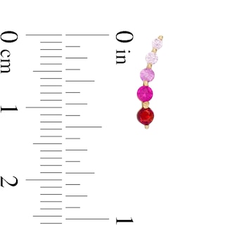 Multi-Color Cubic Zirconia Ombré Graduated Curved Crawler Earrings in 10K Gold