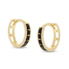 Thumbnail Image 0 of Black Cubic Zirconia Five Stone Huggie Hoop Earrings in 10K Gold