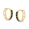 Thumbnail Image 1 of Black Cubic Zirconia Five Stone Huggie Hoop Earrings in 10K Gold
