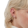Black Cubic Zirconia Five Stone Huggie Hoop Earrings in 10K Gold