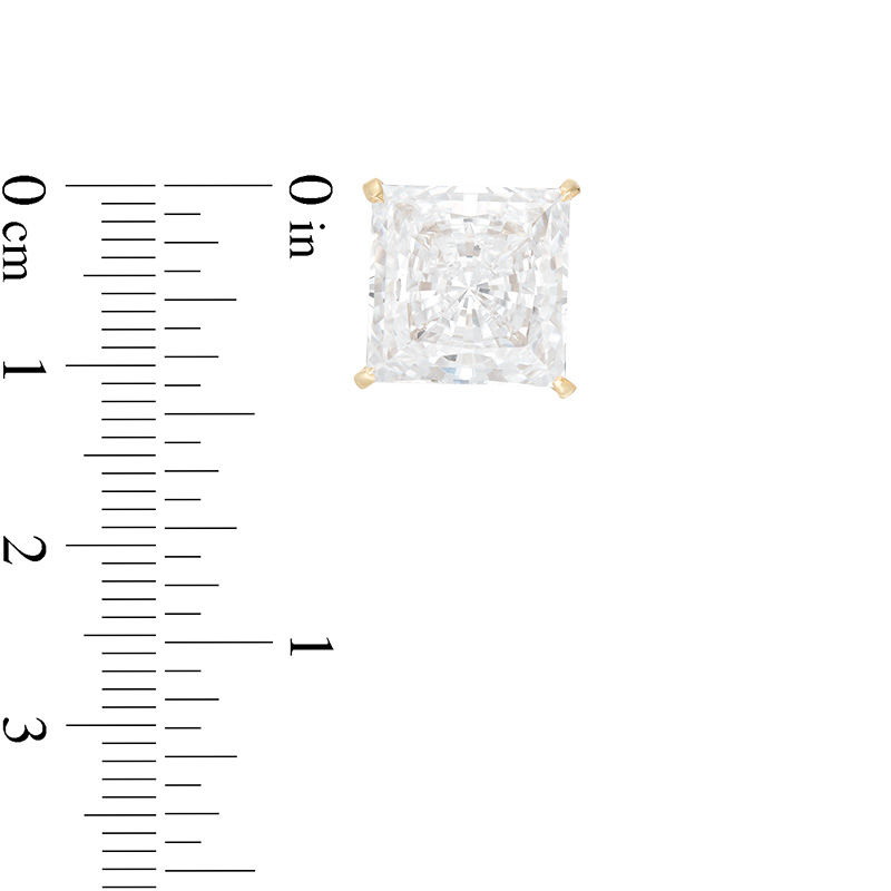 Main Image 2 of 11mm Square Cubic Zirconia Solitaire Stud Earrings in 10K Gold