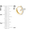 Cubic Zirconia Cross Huggie Hoop Earrings in 10K Gold