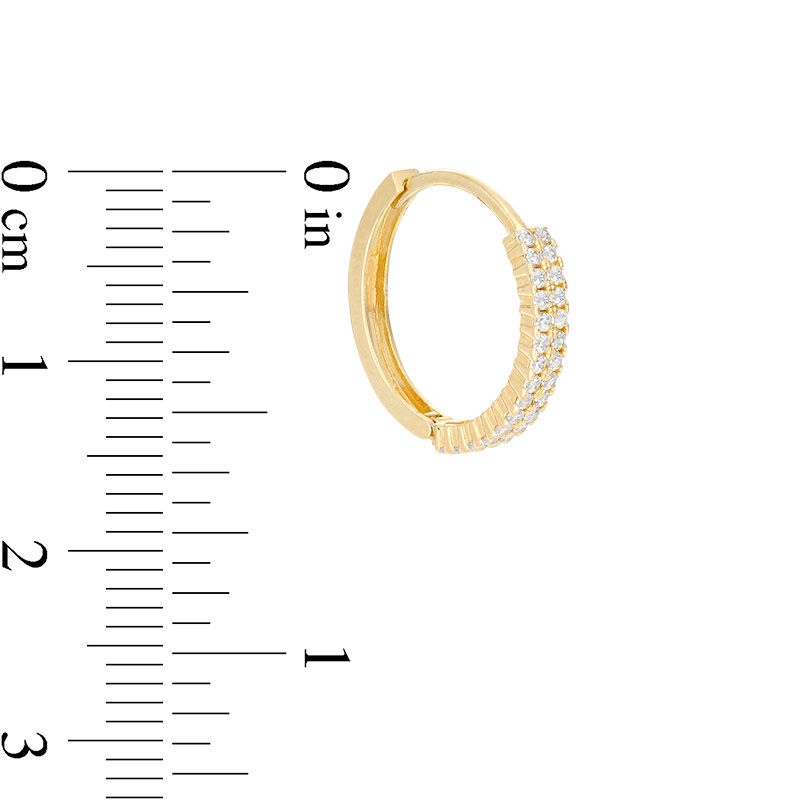 10K Solid Gold CZ Double Row Huggies