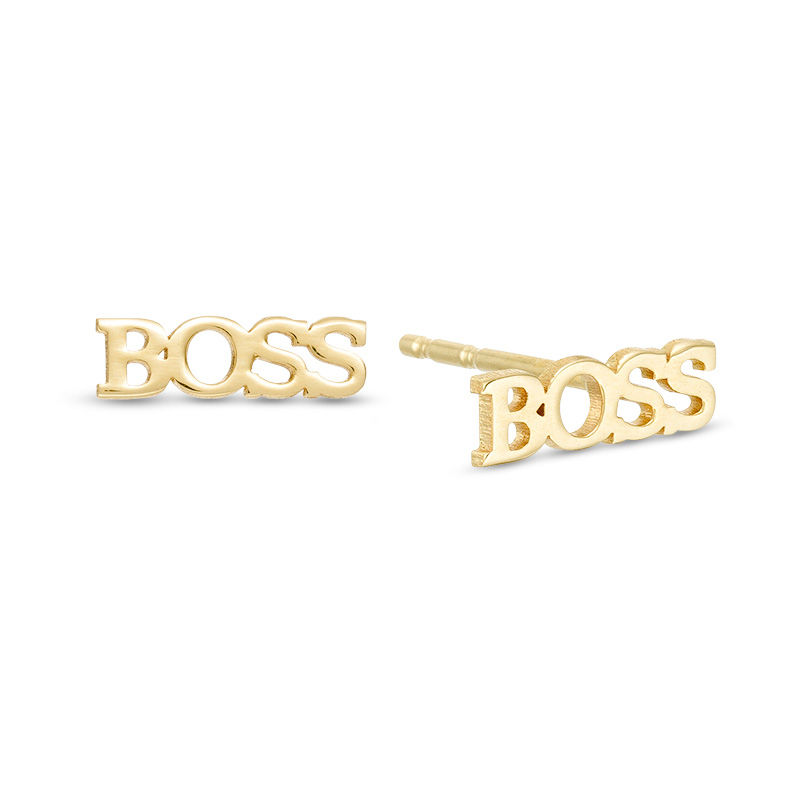 "BOSS" Stud Earrings in 10K Gold