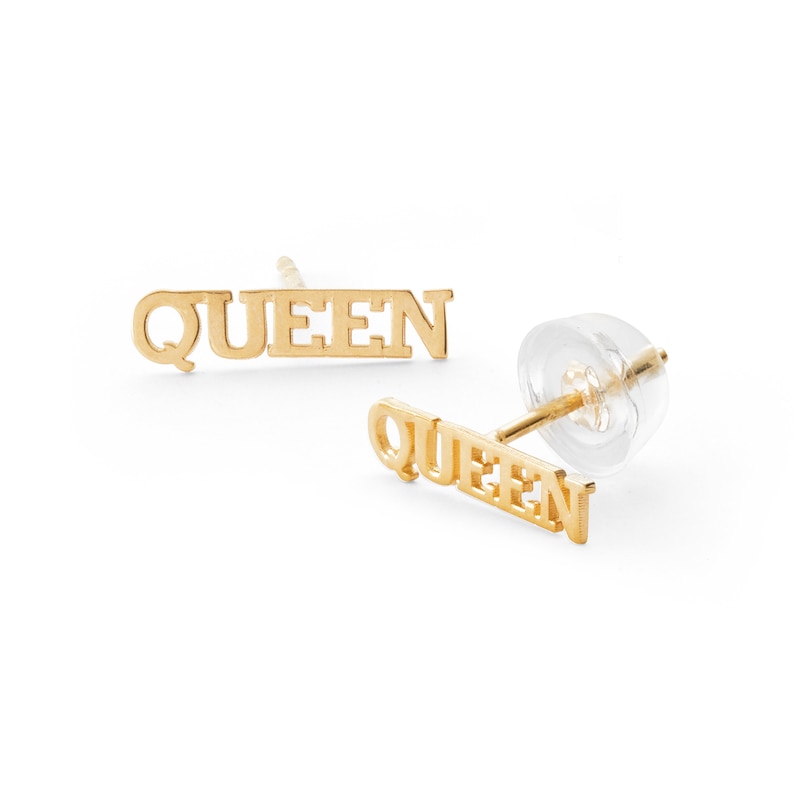 10K Gold "QUEEN" Studs