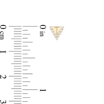Cubic Zirconia Border Triangle Stud Earrings in 10K Gold