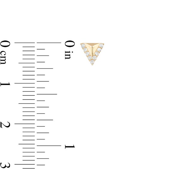 Cubic Zirconia Border Triangle Stud Earrings in 10K Gold
