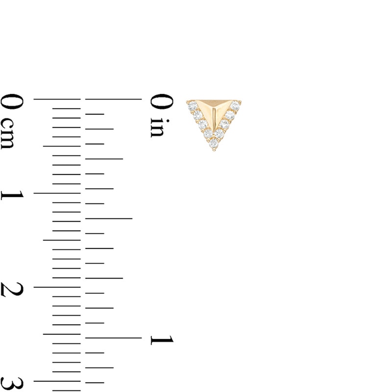 Main Image 2 of Cubic Zirconia Border Triangle Stud Earrings in 10K Gold