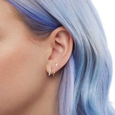 Cubic Zirconia Border Triangle Stud Earrings in 10K Gold