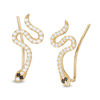 Thumbnail Image 1 of Black and White Cubic Zirconia Snake Crawler Earrings in 10K Gold