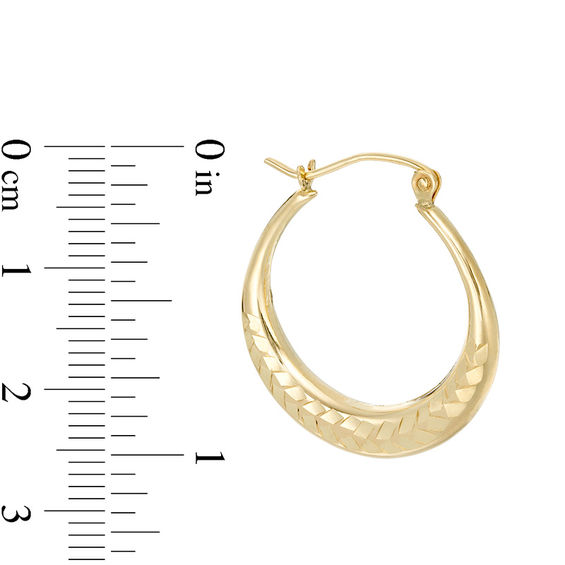 Diamond-Cut Chevron Pattern Hoop Earrings in 10K Gold