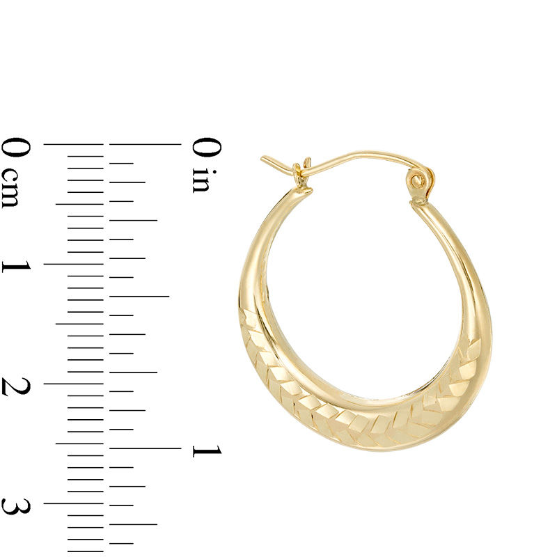 Diamond-Cut Chevron Pattern Hoop Earrings in 10K Gold