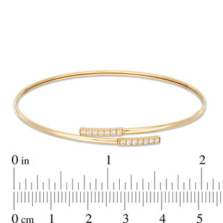 Made in Italy Cubic Zirconia Bar Bypass Bangle in 10K Gold Bonded Sterling Silver