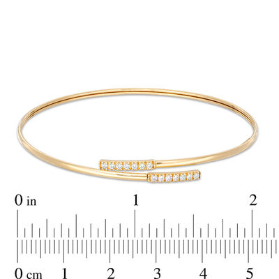 Made in Italy Cubic Zirconia Bar Bypass Bangle in 10K Gold Bonded Sterling Silver