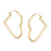 Thumbnail Image 0 of Diamond-Cut Heart Hoop Earrings in 10K Tube Hollow Gold
