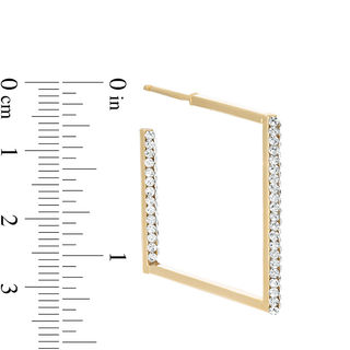 Crystal Inside-Out Open Square Hoop Earrings in 10K Gold