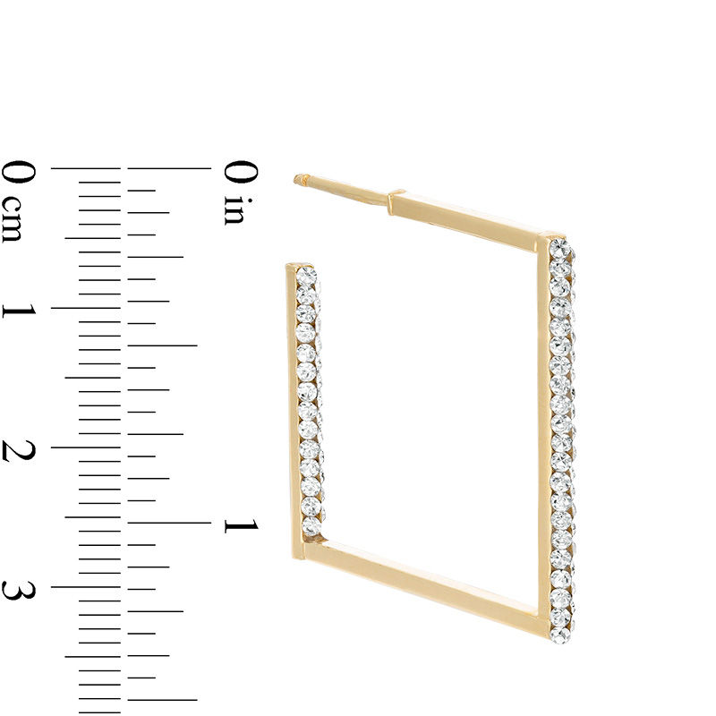 Crystal Inside-Out Open Square Hoop Earrings in 10K Gold