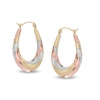 Thumbnail Image 0 of Twisted Oval Hoop Earrings in 10K Tri-Tone Gold