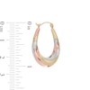 Thumbnail Image 1 of Twisted Oval Hoop Earrings in 10K Tri-Tone Gold