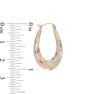 Twisted Oval Hoop Earrings in 10K Tri-Tone Gold