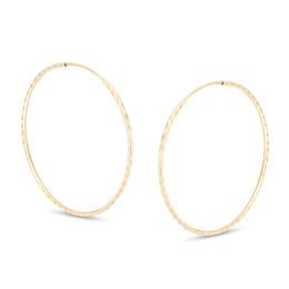 10K Tube Hollow Gold Diamond-Cut Continuous Hoops