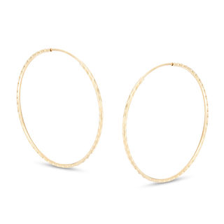 10K Tube Hollow Gold Diamond-Cut Continuous Hoops