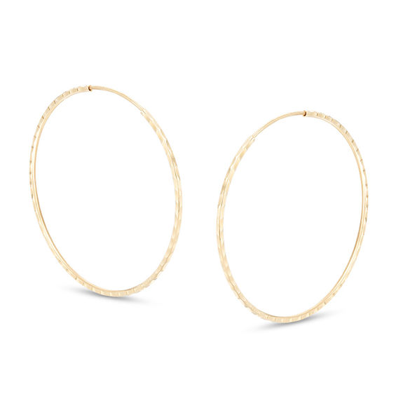 10K Tube Hollow Gold Diamond-Cut Continuous Hoops