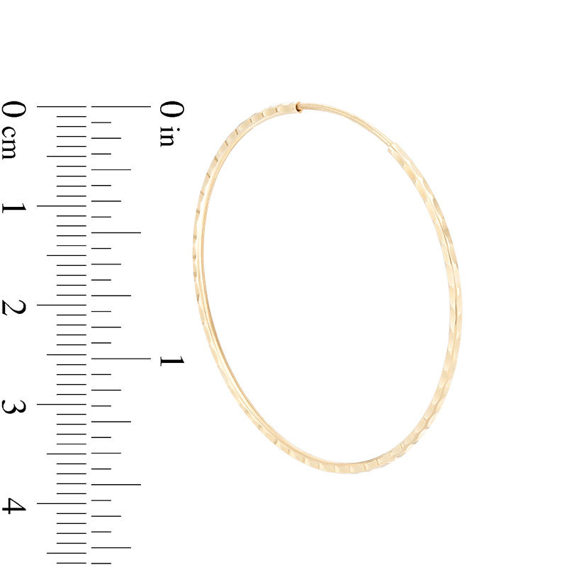 38mm Diamond-Cut Continuous Hoop Earrings in 10K Tube Hollow Gold