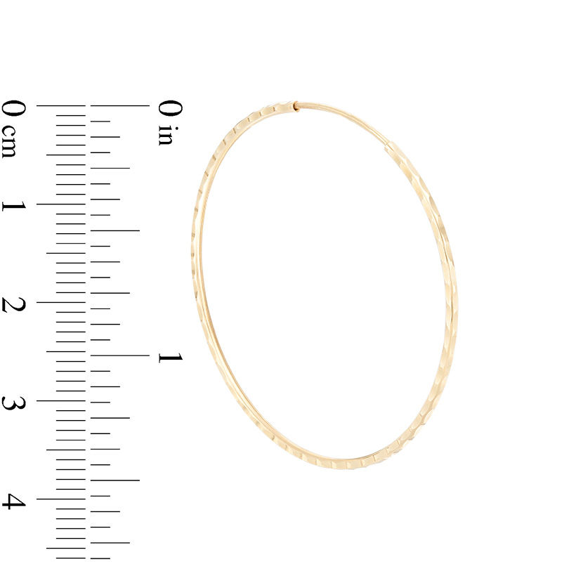 Main Image 2 of 10K Tube Hollow Gold Diamond-Cut Continuous Hoops