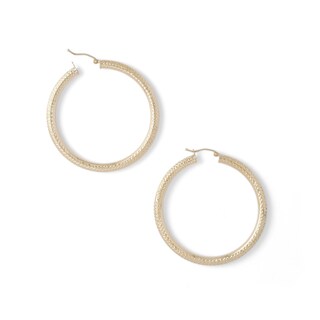 50mm Diamond-Cut Hoop Earrings in 10K Tube Hollow Gold