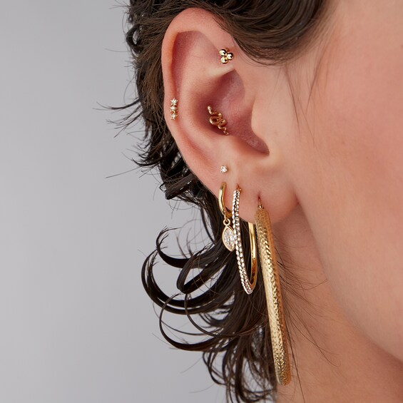 50mm Diamond-Cut Hoop Earrings in 10K Tube Hollow Gold