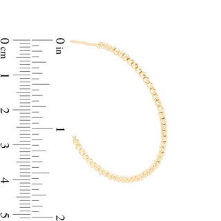 Diamond-Cut Bead J-Hoop Earrings in 10K Gold