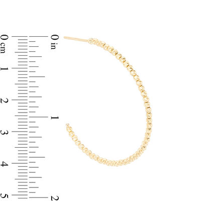 Diamond-Cut Bead J-Hoop Earrings in 10K Gold