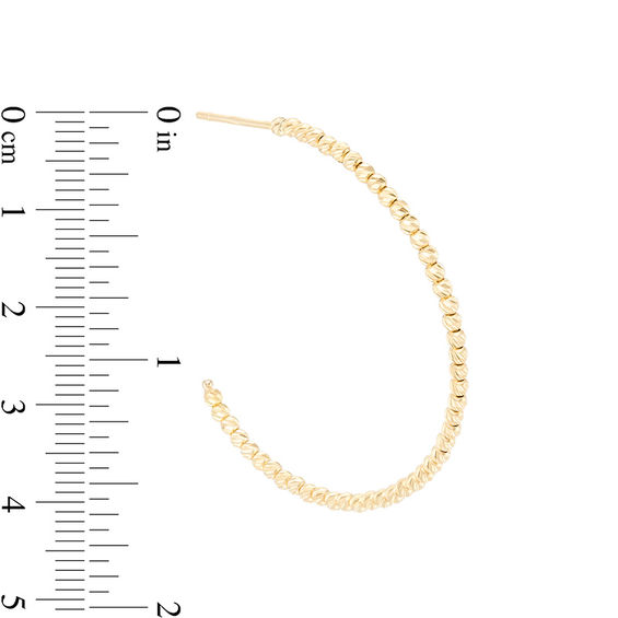 Diamond-Cut Bead J-Hoop Earrings in 10K Gold