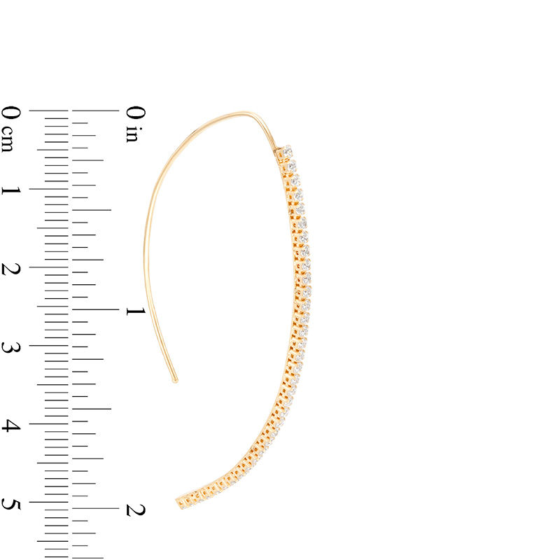 Cubic Zirconia Curved Bar Threader Earrings in 10K Gold