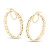 Thumbnail Image 1 of Curb Chain Link Hoop Earrings in 10K Gold