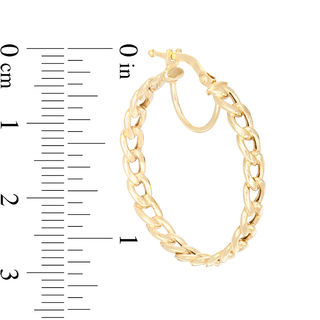Curb Chain Link Hoop Earrings in 10K Gold