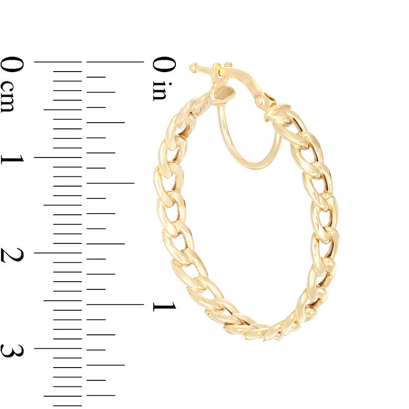 Main Image 2 of Curb Chain Link Hoop Earrings in 10K Gold